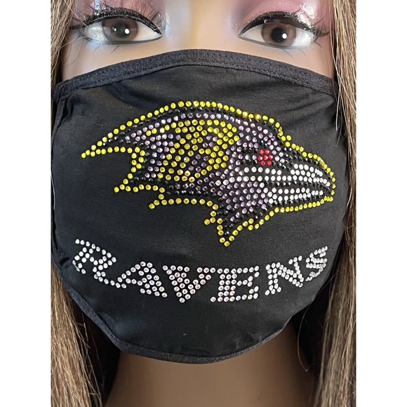 Baltimore Ravens Bling Rhiestone Face Mask Front Logo - Picture 4 of 11
